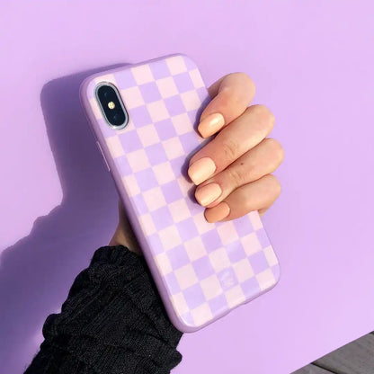 Checkered Lavender Nude iPhone Case