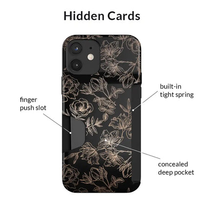 Floral Rose Gold iPhone Wallet Case