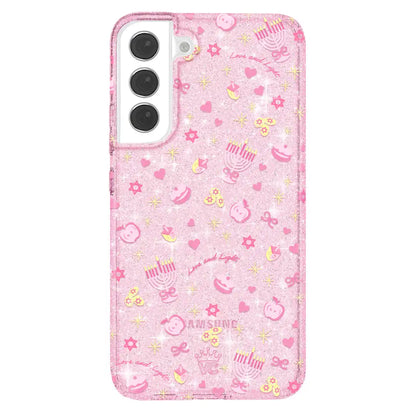 Pink Hanukkah Glitter Samsung Case