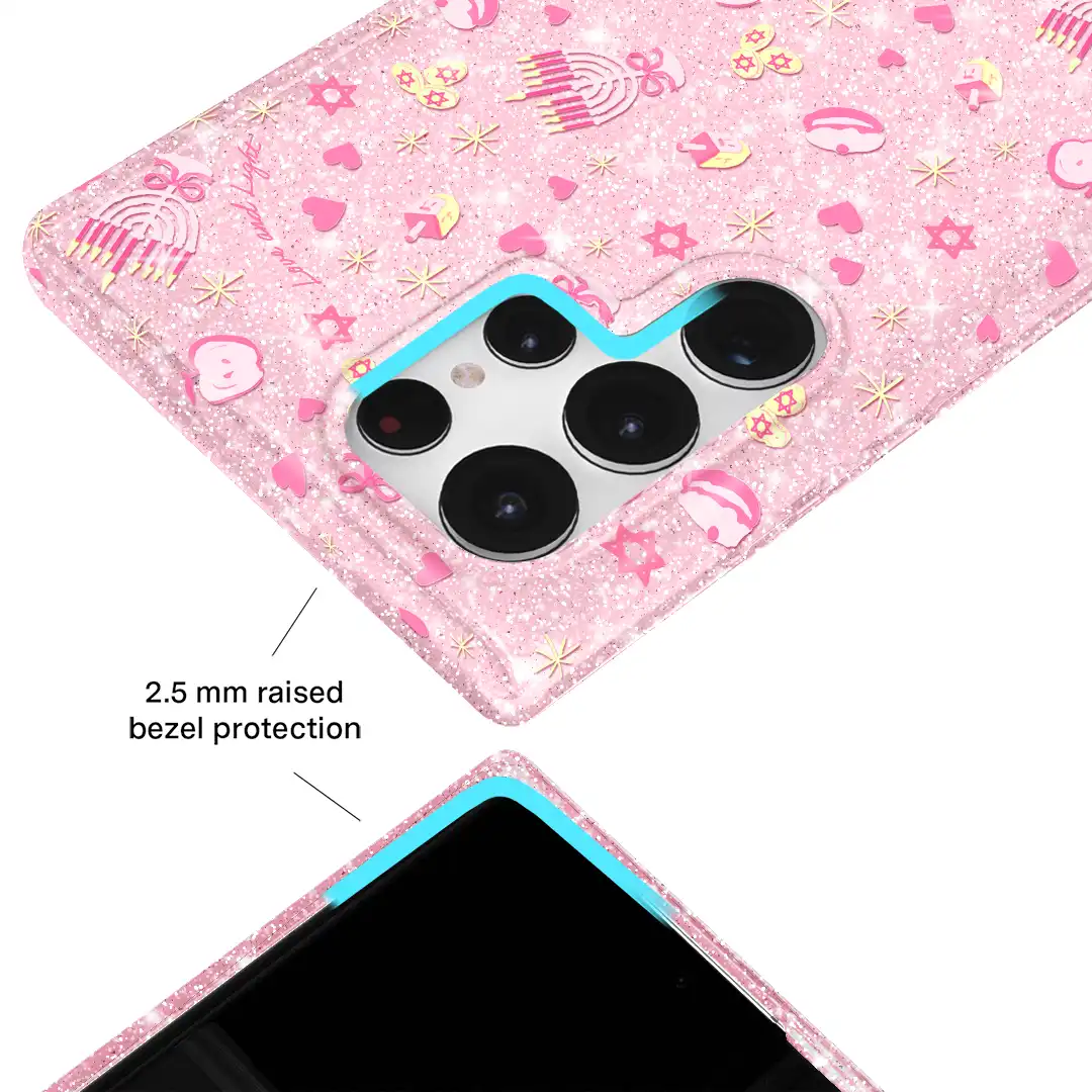 Pink Hanukkah Glitter Samsung Case