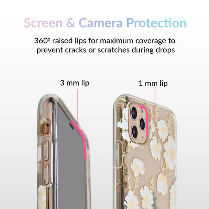 White and Gold Floral Clear iPhone Case