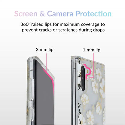 White and Gold Floral Clear Samsung Case