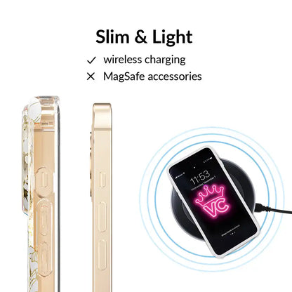 White and Gold Floral Clear iPhone Case