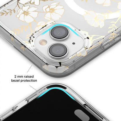 White and Gold Floral Clear iPhone Case