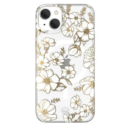 White and Gold Floral Clear iPhone Case