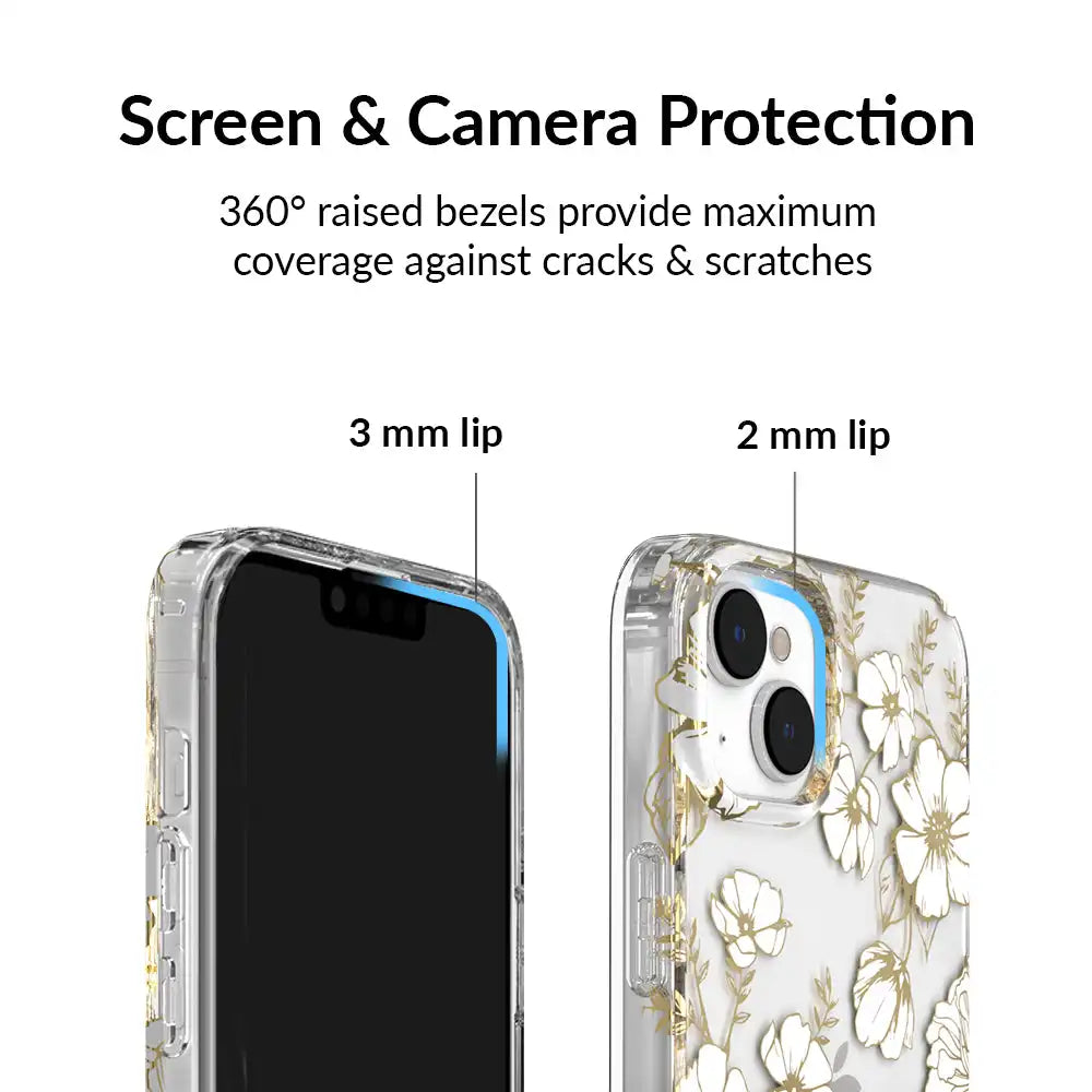 White and Gold Floral Clear iPhone Case