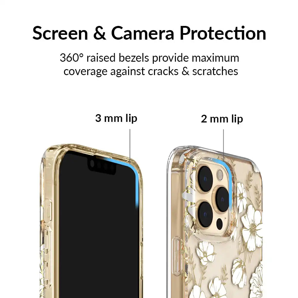 White and Gold Floral Clear iPhone Case