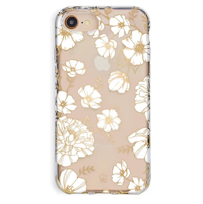 White and Gold Floral Clear iPhone Case