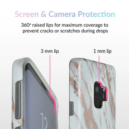 White Marble Rose Gold Chrome 2 Samsung Galaxy Case