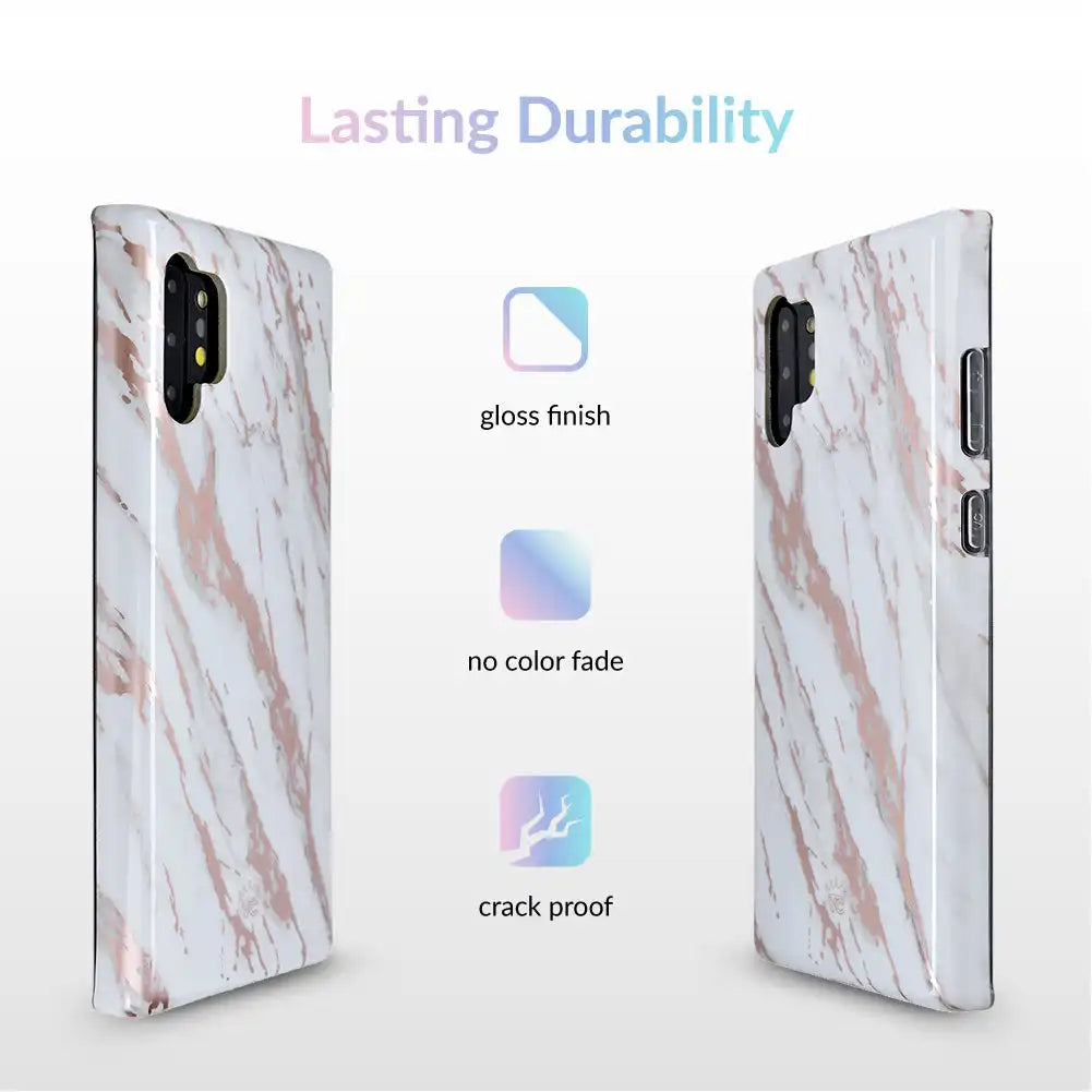 White Marble Rose Gold Chrome 2 Samsung Galaxy Case