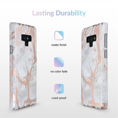 White Marble Rose Gold Chrome Samsung Galaxy Case