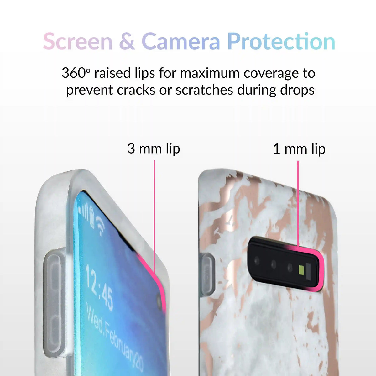 White Marble Rose Gold Chrome Samsung Galaxy Case